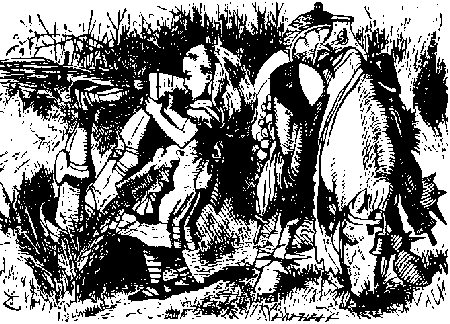 Alice dragged the Knight out by his feet